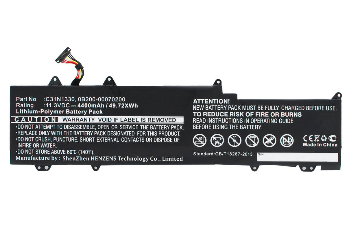 Batteries N Accessories BNA-WB-P4536 Laptops Battery - Li-Pol, 11.3V, 4400 mAh, Ultra High Capacity Battery - Replacement for Asus 0B200-00070200 Battery