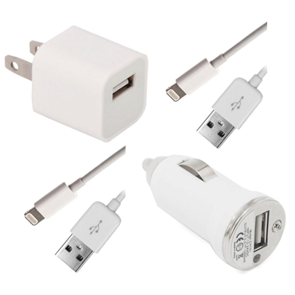 Batteries N Accessories BNA-WB-CGHCII Home  u0026 Car Charger Kit For iPhone 5 - Includes Home AC Adapter, Car Adapter and 2 USB Sync Data Cables