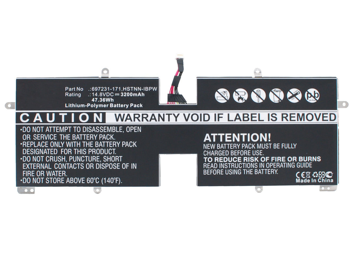 Batteries N Accessories BNA-WB-P4603 Laptops Battery - Li-Pol, 14.8V, 3200 mAh, Ultra High Capacity Battery - Replacement for HP 697231-171 Battery