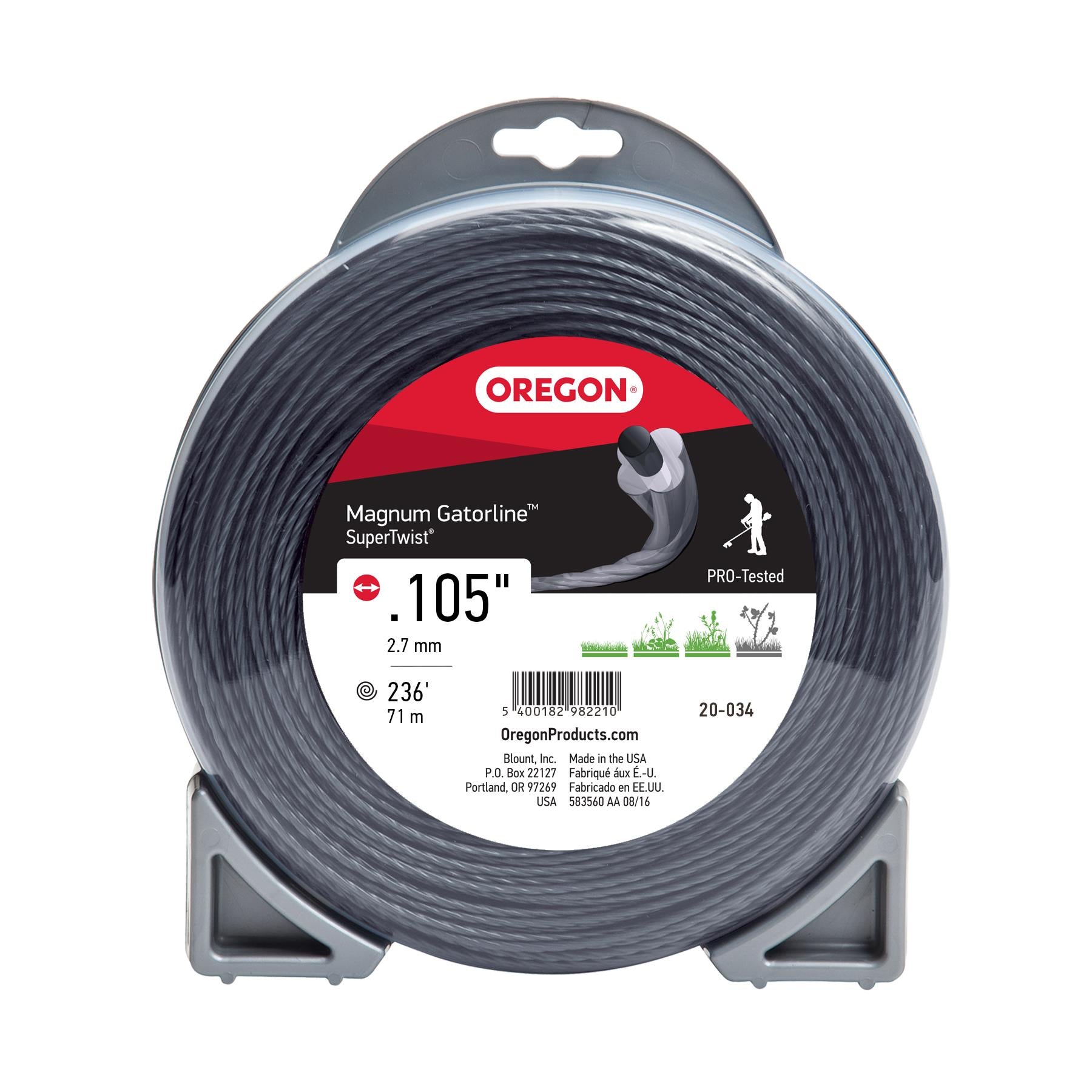 Oregon 20-034 Oregon Magnum Gatorline Supertwist Trimmer Line, .105" x
