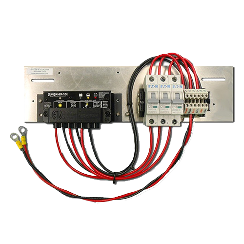 Ameresco Solar ASSEM-SS-6-12V Pre-wired Universal Backplate Assembly w/ Morningstar SunSaver 6A 12VDC PWM Charge Controller