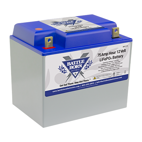 Battle Born BB1275 75Ah 12VDC Deep Cycle Lithium Iron Phosphate (LiFePO4) Battery