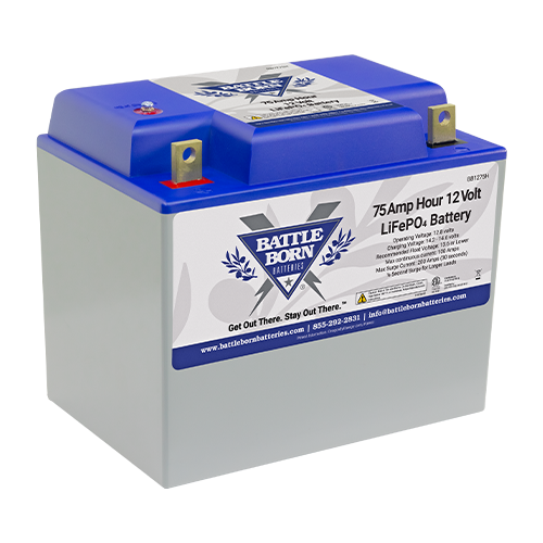 Battle Born BB1275H 75Ah 12VDC Deep Cycle Lithium Iron Phosphate (LiFePO4) Battery w/ Internal Heating Solution