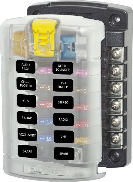 Blue Sea Systems 5029 ST Blade Fuse Block - 12 Circuits with Cover