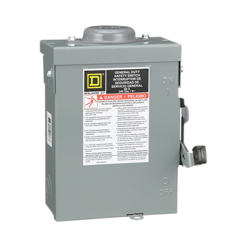 Square D DU322RB 60A 240VAC General Duty Triple-Pole 3-Wires NEMA 3R Non-Fusible Safety Switch