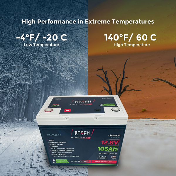 Epoch 12V Heated and Bluetooth LiFePO4 Batteries