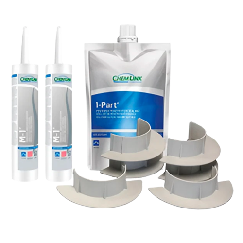 Chem Link F1350WHNP 6-inch White E-Curb Round Kit (3 Curbs With Sealants) - TPO Primer Not Included