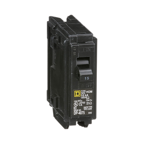 Square D Homeline HOM115 15A 120/240VAC Single-Pole Standard Type Plug In Miniature Circuit Breaker