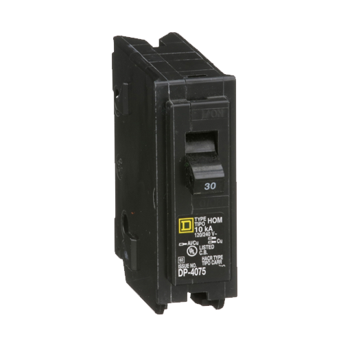 Square D Homeline HOM130 30A 120/240VAC Single-Pole Standard Typle Plug In Miniature Circuit Breaker