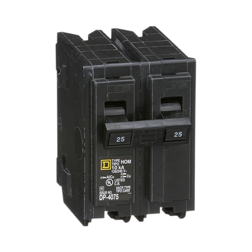 Square D Homeline HOM225 25A 120/240VAC Dual-Pole Standard Type Plug In Miniature Circuit Breaker