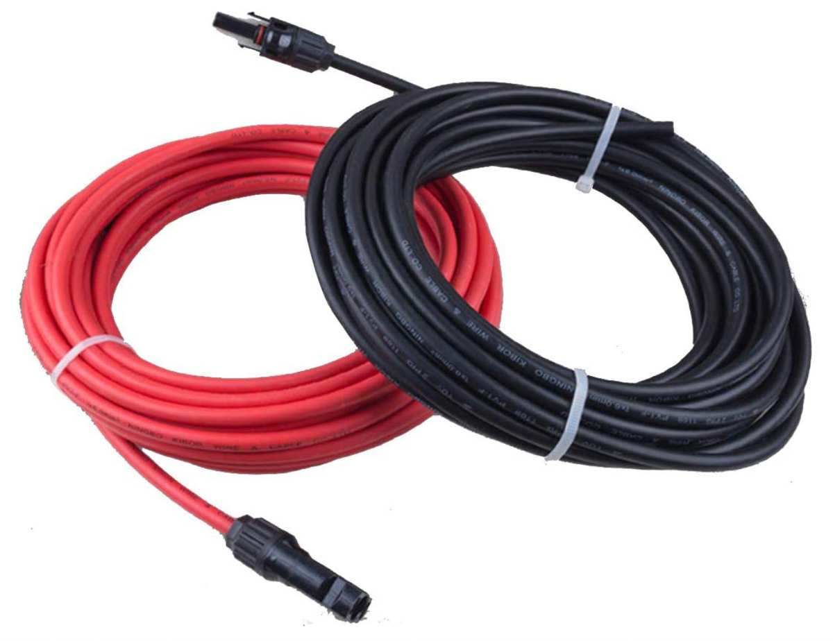 PV cable - #10, 20 ft pair ( MC4 connectors on one end, opposite end b